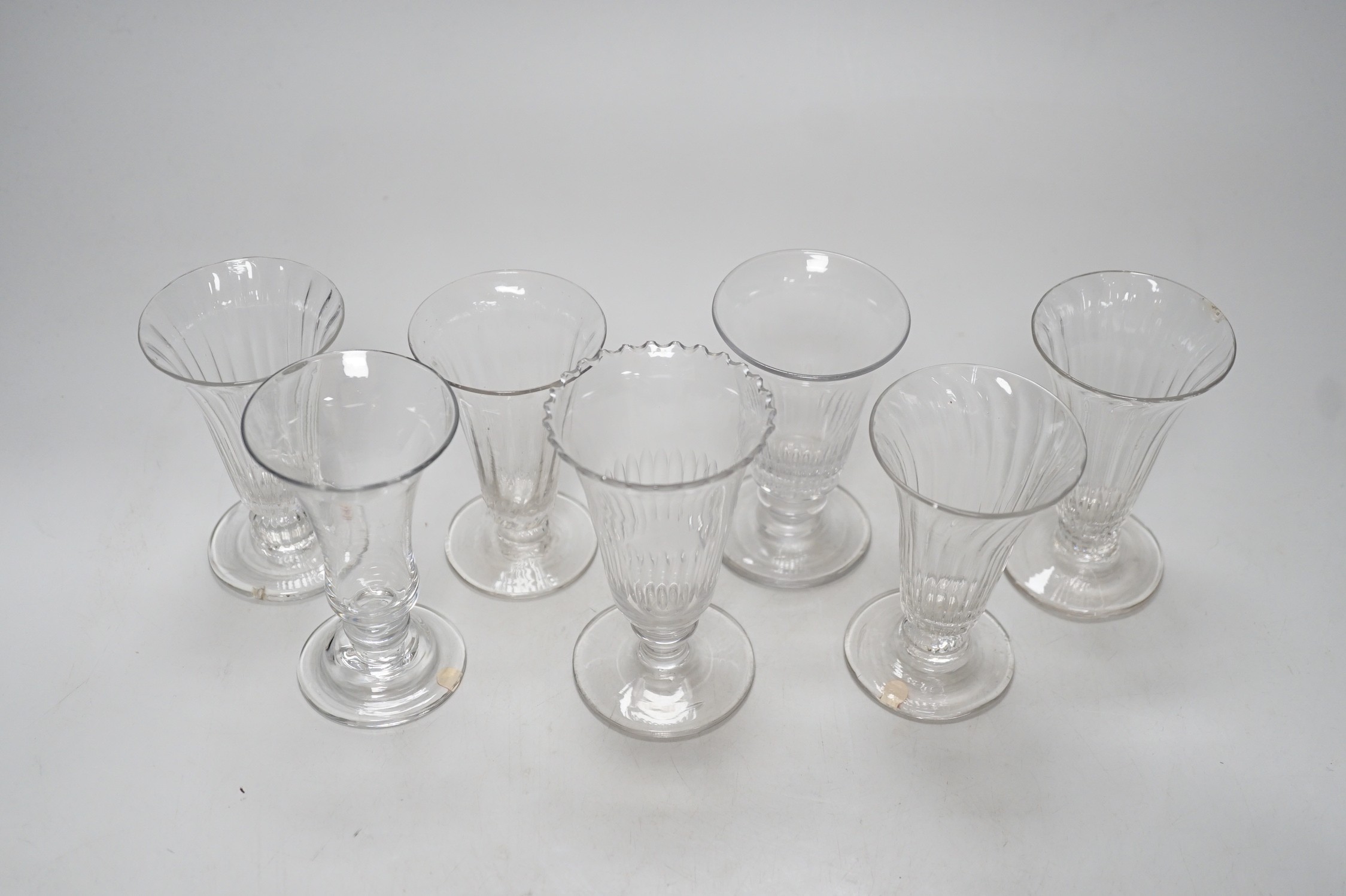 Seven Georgian jelly glasses. Tallest 11cm